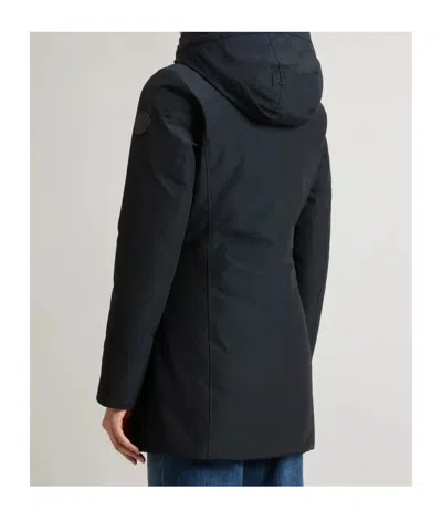 Woolrich Boulder Parka In Ramar Cloth With Hood And Detachable Faux Fur Trim In Black