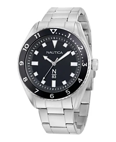 Nautica Men's Analog Silver-tone Stainless Steel Watch, 44mm In White