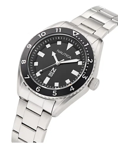 Nautica Men's Analog Silver-tone Stainless Steel Watch, 44mm In White