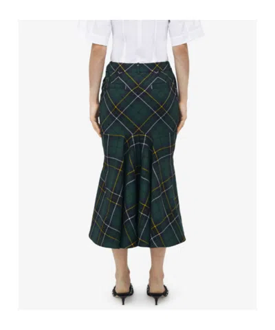 Alexander Mcqueen Alexander Mc Queen Flared Skirt In Wool Tartan In Green