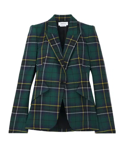 Alexander Mcqueen Single-breasted Wool Tartan Jacket With Peak Lapels In Green