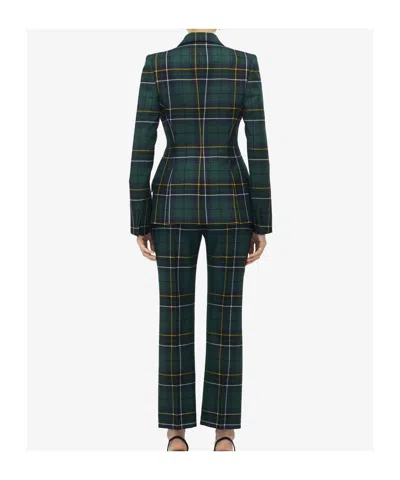 Alexander Mcqueen Single-breasted Wool Tartan Jacket With Peak Lapels In Green