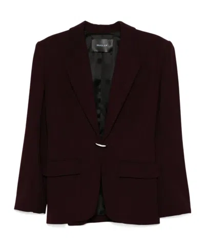 Mugler Flap Pockets Tailored Jacket In Brown