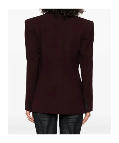 Mugler Flap Pockets Tailored Jacket In Brown