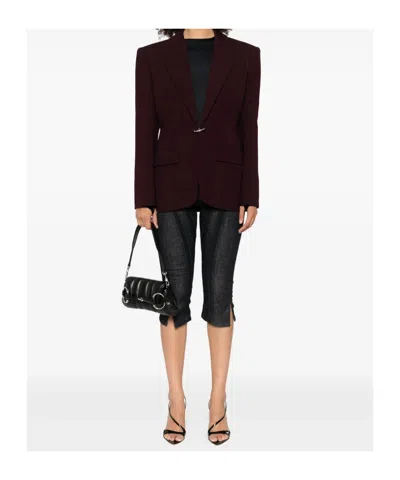 Mugler Flap Pockets Tailored Jacket In Brown