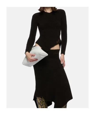 Attico Sweater In Brown Cable Wool Mix Knit In Brown