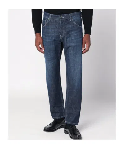 Pt Torino Stitched Denim Trousers Belt Loops In Blue