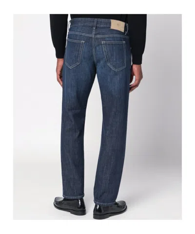 Pt Torino Stitched Denim Trousers Belt Loops In Blue