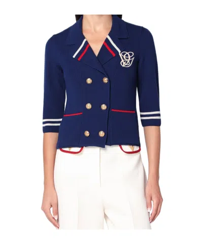 Valentino Blue Double-breasted Wool Cardigan In Blue