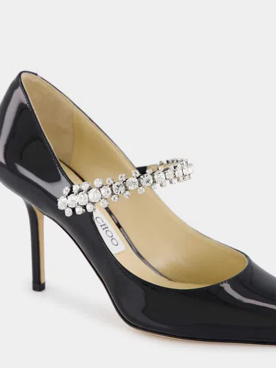 Jimmy Choo Bing 85 Crystal-embellished Pumps In Patent Leather In Black