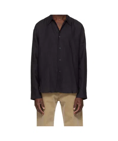Studio Nicholson Button-down Long-sleeved Shirt In Black