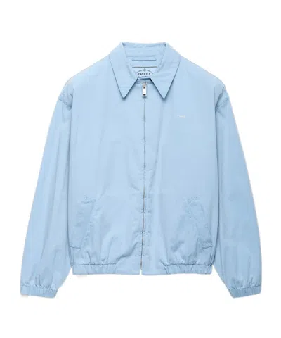 Prada Cotton Gabardine Blouson Jacket In Blue