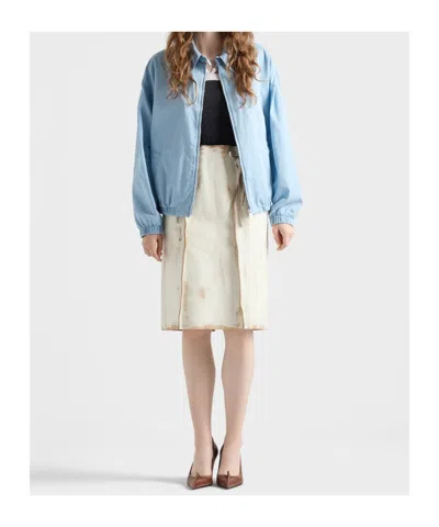 Prada Cotton Gabardine Blouson Jacket In Blue