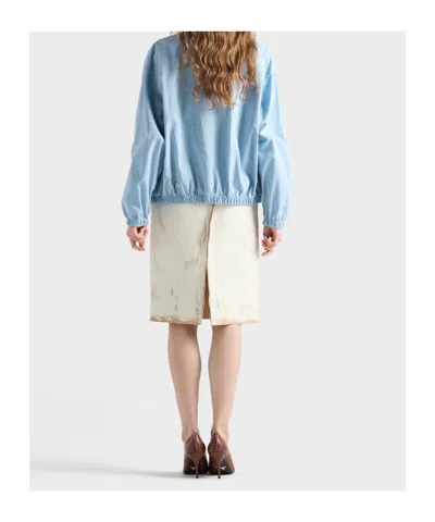 Prada Cotton Gabardine Blouson Jacket In Blue