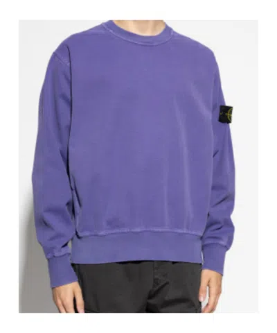 Stone Island Ribbed Crew Neck Sweatshirt In Purple