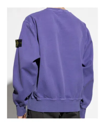 Stone Island Ribbed Crew Neck Sweatshirt In Purple