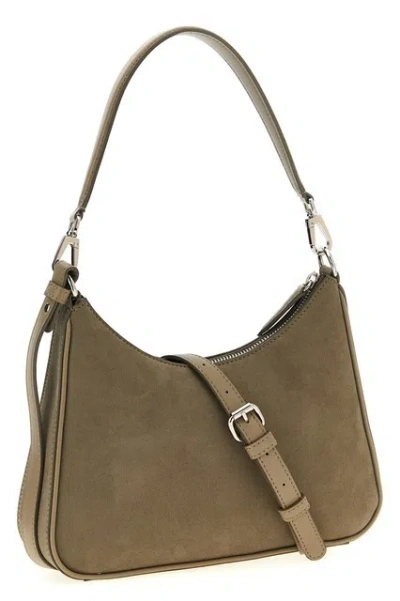 Stella Mccartney Small Shoulder Bag With Adjustable Strap And Suede Finish In Gray