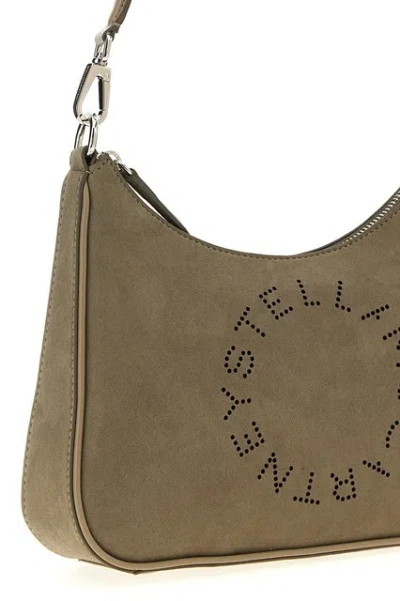 Stella Mccartney Small Shoulder Bag With Adjustable Strap And Suede Finish In Gray