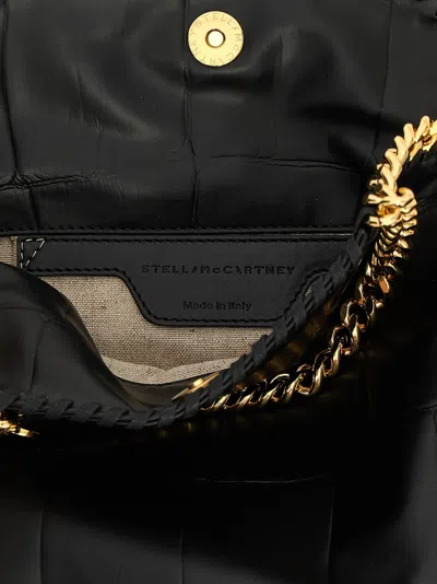Stella Mccartney The Falabella Mini Faux Brushed-leather Shoulder Bag In Black