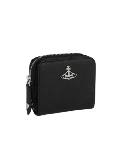 Vivienne Westwood Orb-plaque Zipped Leather Wallet In Black