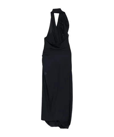 Vivienne Westwood Halter Galatea Dress Wool Gauze Navy Blue 44 Women In Black