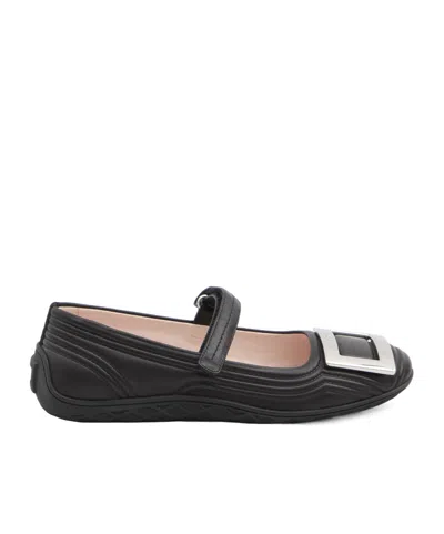 Roger Vivier Low Mary Jane Ballerinas In Leather In Black