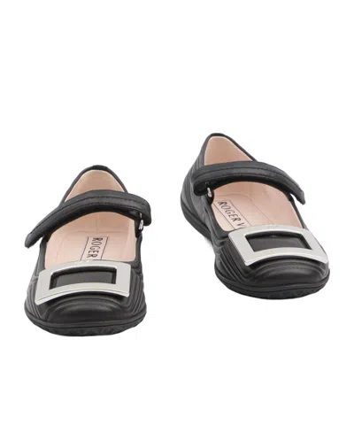 Roger Vivier Low Mary Jane Ballerinas In Leather In Black