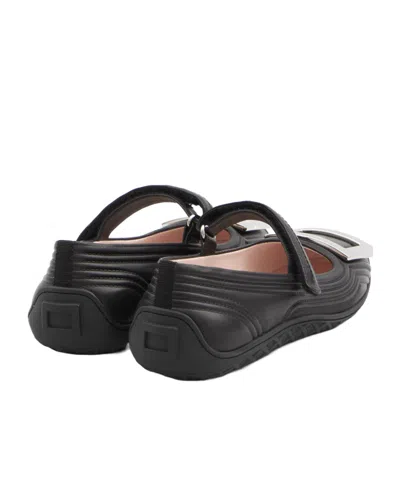 Roger Vivier Low Mary Jane Ballerinas In Leather In Black