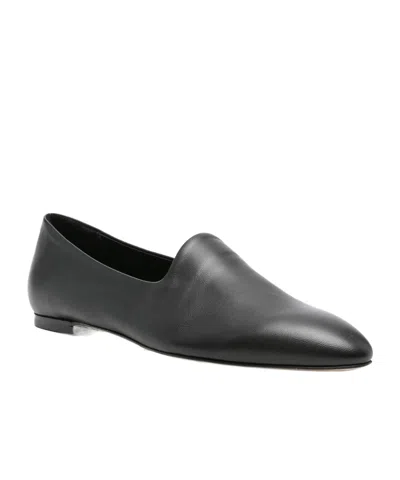 Aeyde Vanna Pointed-toe Leather Loafers In Black