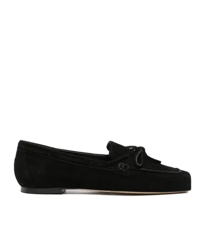Aeyde Jasper Calf Suede Boat Loafers In Black
