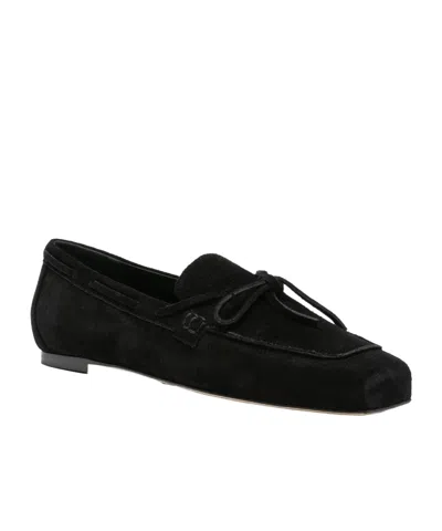 Aeyde Jasper Calf Suede Boat Loafers In Black