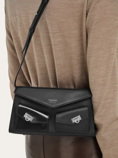 Ferragamo Hug Multipocket Mini Bag In Black