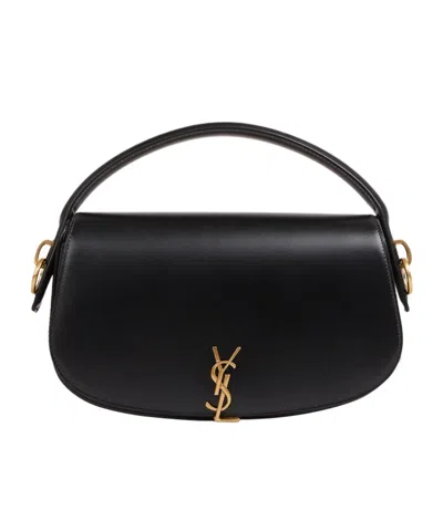 Saint Laurent Voltaire In Box Curved-handle Leather Shoulder Bag In Black