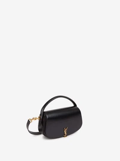 Saint Laurent Voltaire In Box Curved-handle Leather Shoulder Bag In Black