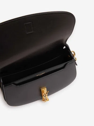 Saint Laurent Voltaire In Box Curved-handle Leather Shoulder Bag In Black