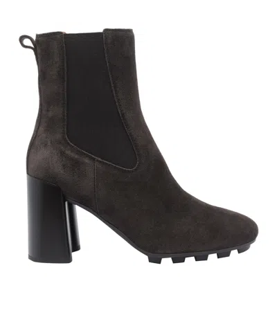 Hogan 90mm Elastic-panel Block-heel Boots In Brown