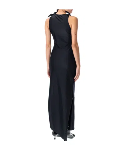 Coperni Asymmetrical Black Dress With Flowers In Black