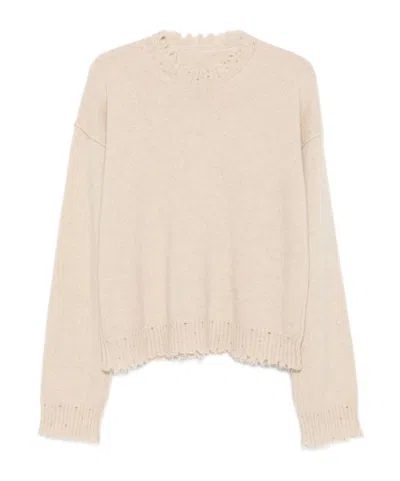 Uma Wang Cashmere Sweater With Fringed Hem In Neutral