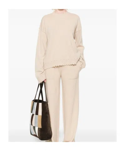 Uma Wang Cashmere Sweater With Fringed Hem In Neutral