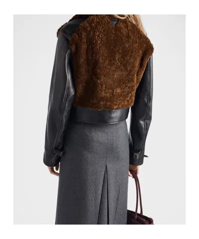 Prada Black Leather And Sheepskin Jacket In Black