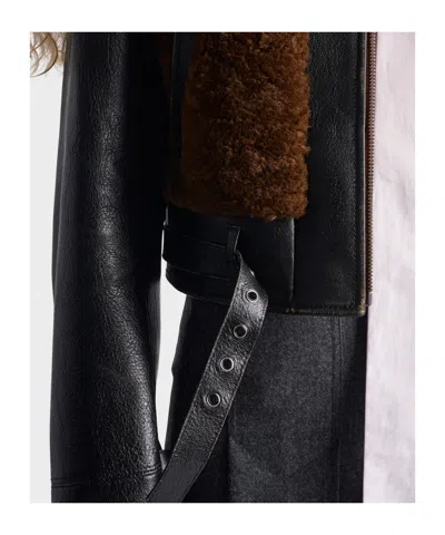 Prada Black Leather And Sheepskin Jacket In Black