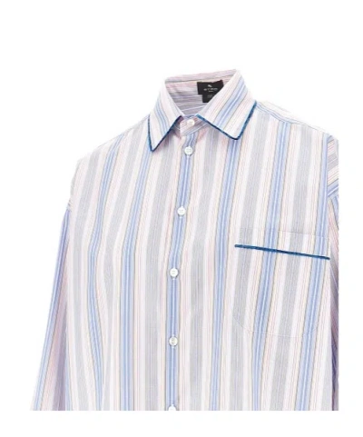 Etro Striped Cotton Shirt In Multi