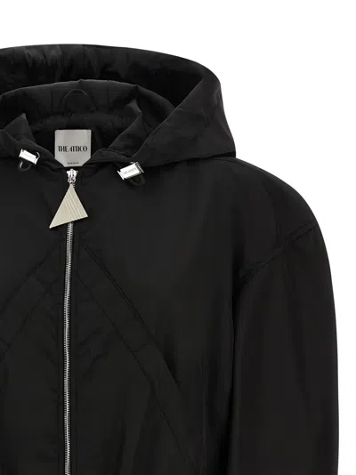 Attico Oversized Black Hooded Bomber Jacket
