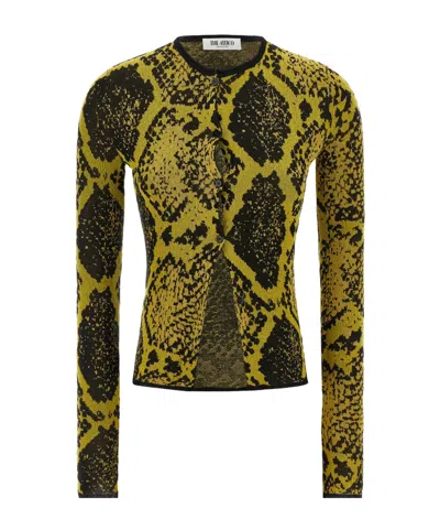 Attico Python Jacquard Cardigan Sweaters And Cardigans Yellow In Multi