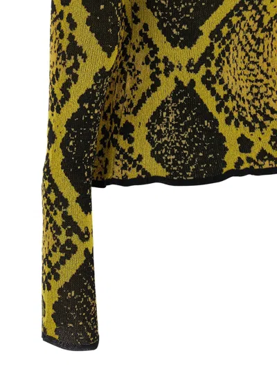 Attico Python Jacquard Cardigan Sweaters And Cardigans Yellow In Multi