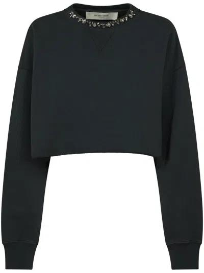 Golden Goose Women's Cropped Sweatshirt With Crystals In Blue