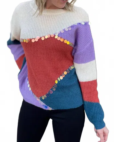 Entro Colorblock Sequin Sweater In Multi In Multi