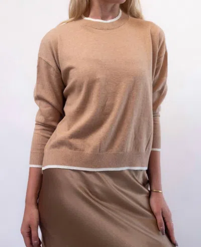 Starkx Eloise Long Sleeve Sweater In Camel & White Ice In Brown