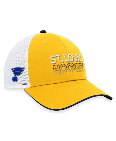 Fanatics Men's Gold St. Louis Blues Authentic Pro Rink Trucker Adjustable Hat In Yellow