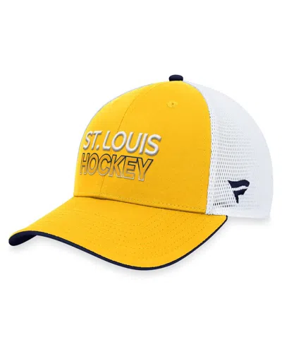 Fanatics Men's Gold St. Louis Blues Authentic Pro Rink Trucker Adjustable Hat In Yellow